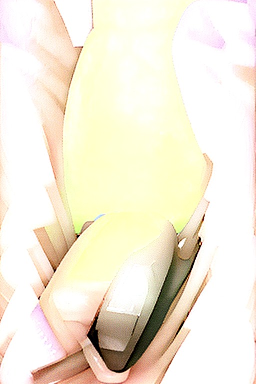 A render artifact that resembles an abstract painting of yellow, white, beige, and grey.